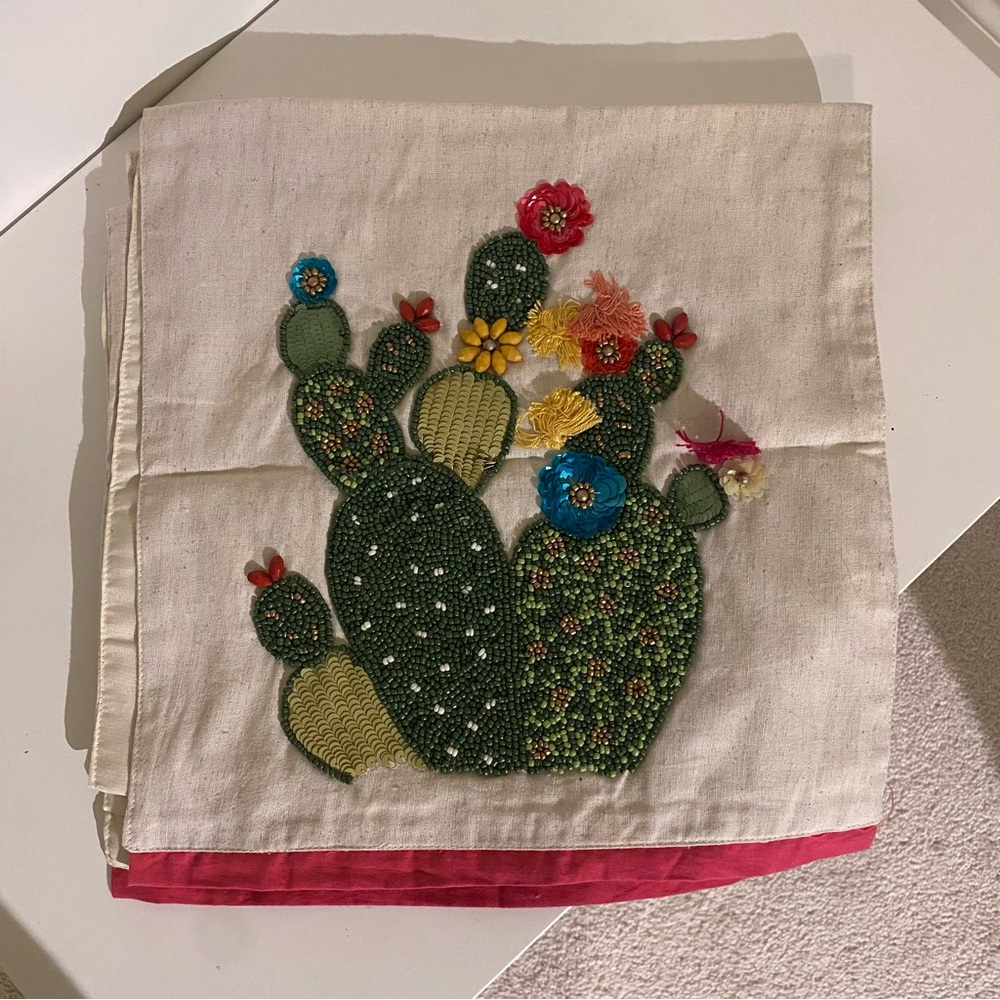 Pier 1 Cactus Embroidered Table Runner
